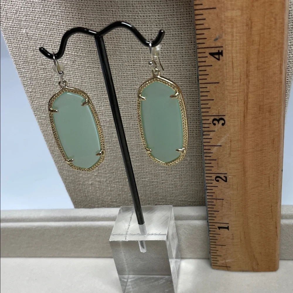 Kendra Scott Gold and Mint Green Earrings - Picture 2 of 4